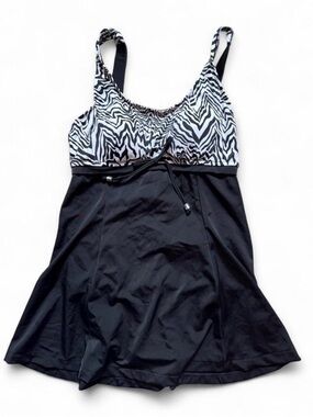 Maxine of Hollywood Black and White Zebra Print One-Piece Swimdress